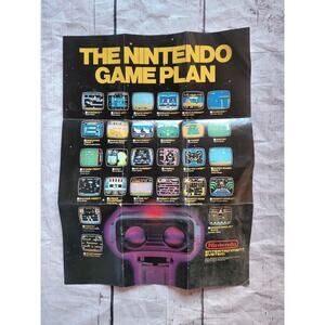NO GAME-1986 NES Early Large ROB Poster Nintendo Game Plan Black Box READ